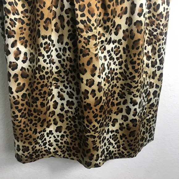 Eli Tahari Cheetah Dress Animal Plus Size Cap Sleeves Rouched front tie - Picture 5 of 8